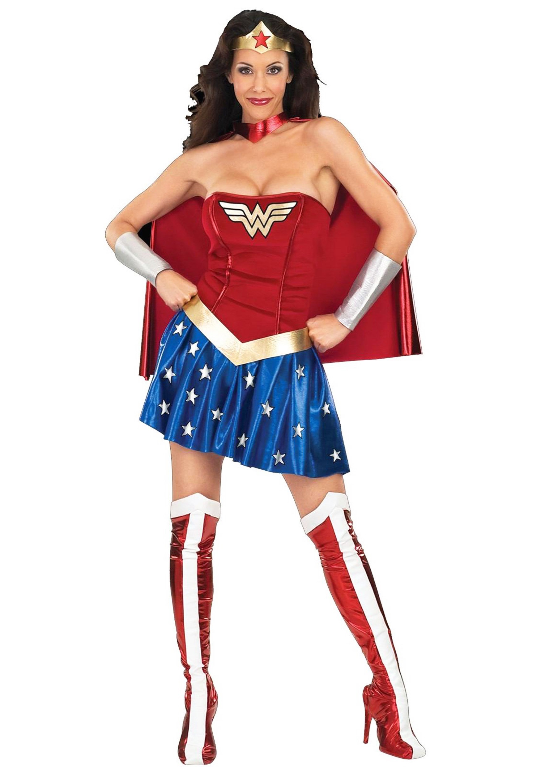 Halloween Women Superhero Outfit Wonder Cosplay Costume Sexy Tube