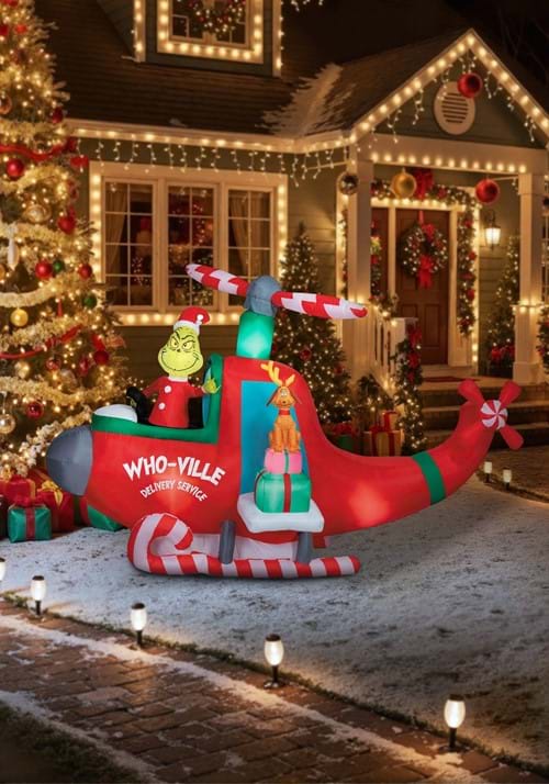 Animated Grinch Helicopter Christmas Inflatable UPD